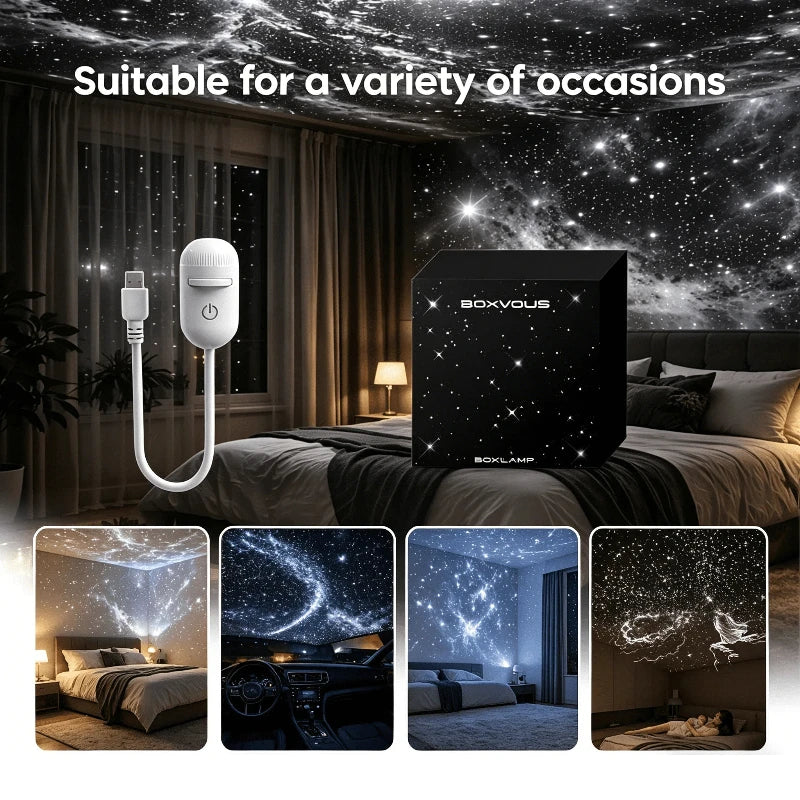 2-In-1 HD Galaxy Star Night Sky Projector Light With Sliding Films USB Power For Bedroom Decor Rotating Dynamic Visual Effects